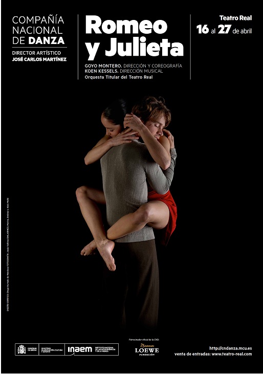Cartel de  "Romeo y Julieta" de Goyo Montero con la de la Compañía Nacional de Danza  (CND) en el Teatro Real de Madrid en abril del 2013