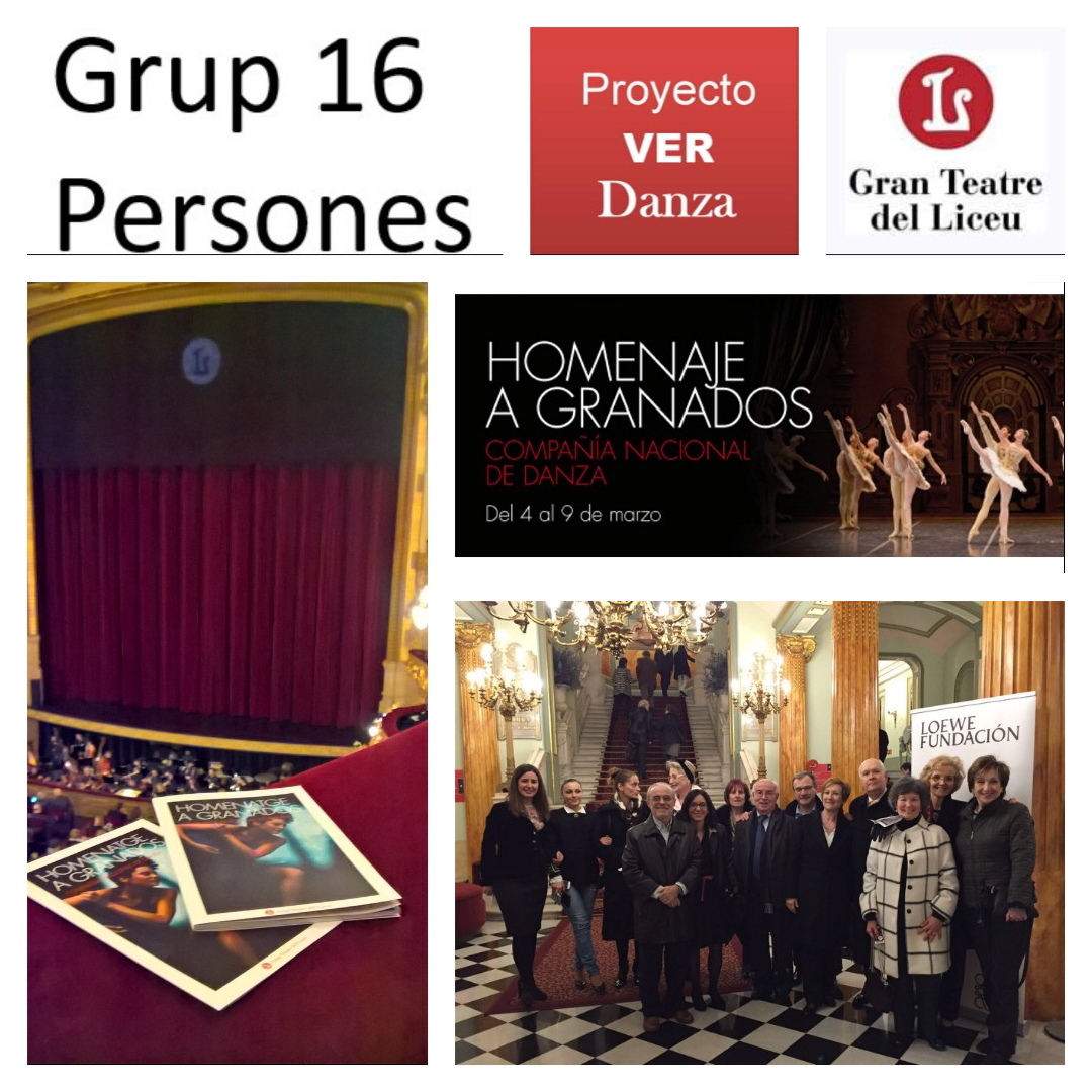 Proyecto VER Danza desembarcó de nuevo en marzo en el Teatre del Liceu con un grupo de 16 para ver la danza y ballet HOMENAJE A GRANADOS de la Compañía Nacional de Danza. Nos encantó.