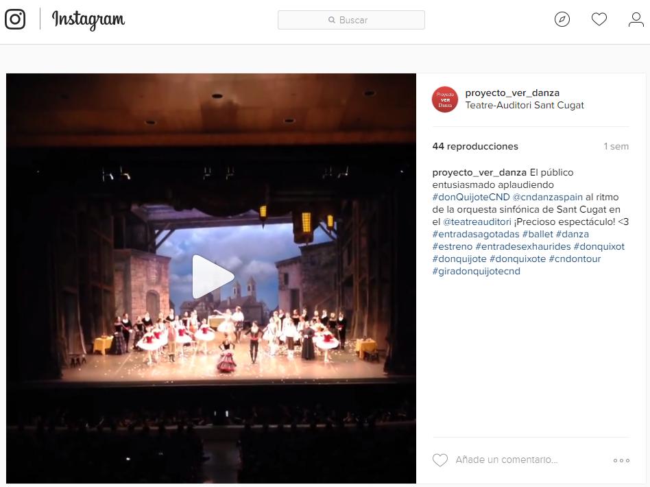 Vídeo aplausos en el TEATRE AUDITORI SANT CUGAT a la CND por su DON QUIJOTE 28 de mayo del 2016