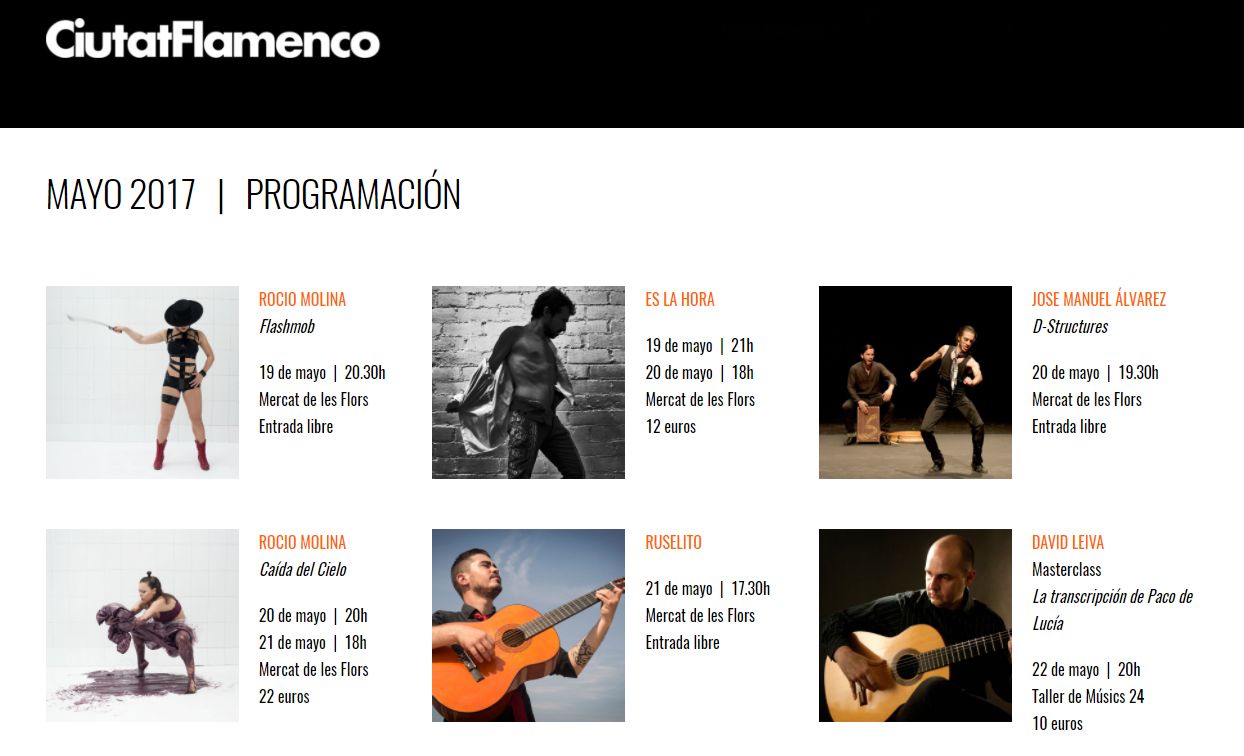 Programacion 1os dias CIUTAT FLAMENCO Mayo 2017
