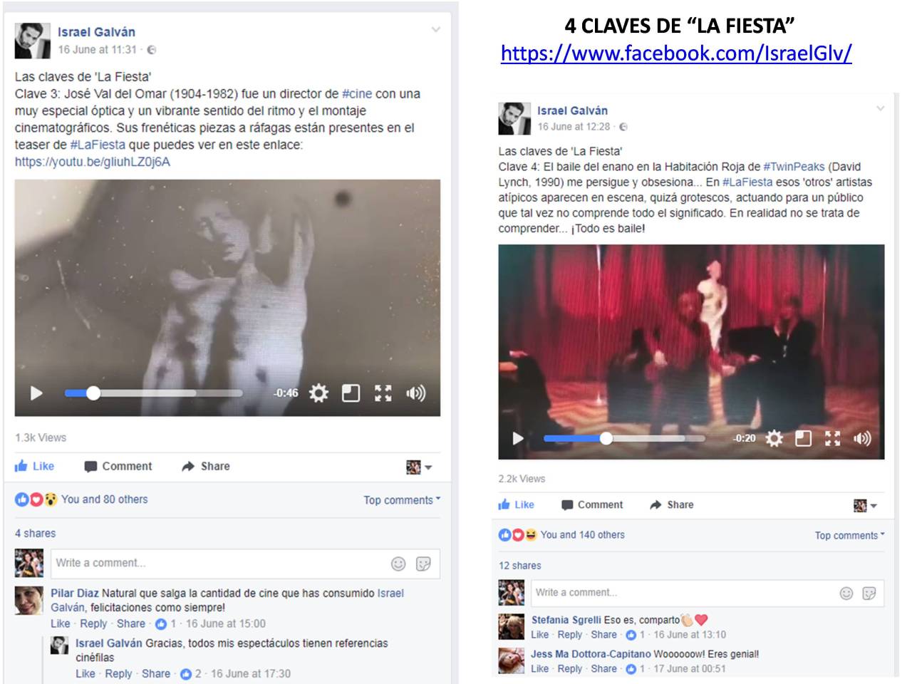 CLAVES 3 y 4 de "LA FIESTA" de Israel Galván publicadas en su página facebook